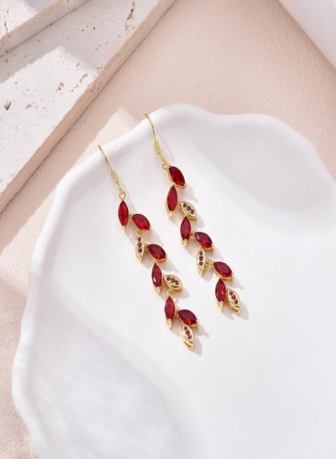 GAOKOXI Red Crystal Drop Earrings Cubic Zirconia Wedding Earrings for Bridal Bridesmaid Rhinestone Dangle Earrings for Women Prom Party Jewelry Gifts - Image 5